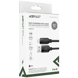 Дата кабель Acefast C16-02 USB to Lightning 2.4A (1.2m) Black - мініатюра 2