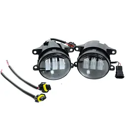 Протитуманні LED Фари круглі D101 mm 12V євро роз'єм регулювання Жовте та Біле світло 2 шт.