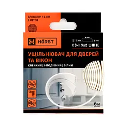 Ущільнювач для дверей клейкий I-подібний 6 м HORST білий (DS-I 9x2 WHITE) - мініатюра 7