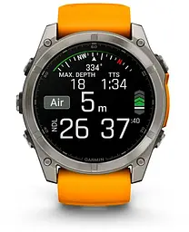 Смарт-годинник Garmin Fenix 8 47mm AMOLED Sapphire Titanium w. Spark Orange/Graphite Silicone Band (010-02904-10/11) - мініатюра 4