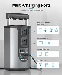Портативна електростанція зовнішній акумулятор Тopdon Hurricano H200 49800mah 200W - мініатюра 10