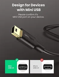 Зарядний кабель Ugreen US132 Mini USB to USB 2.0 0.25 M Black (10353) - мініатюра 2