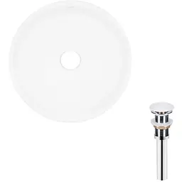 Умивальник Qtap Owl накладний кругла 400x400x155 мм White + донний клапан PU02, Білий