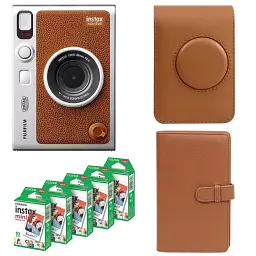 Подарочный набор камера Fujifilm Instax Mini EVO, Фотобумага 50 шт, Чехол, Фотоальбом 108 фото Коричневый