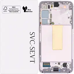 Дисплей Samsung S916 Galaxy S23+ чорний, Amoled, оригінал, сервісне пакування, з рамкою фіолетового кольору, Lavender, GH82-30477D
