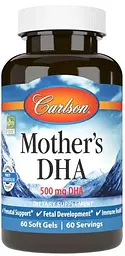 Докозагексаєнова кислота (ДГК) для мам, що годують Carlson Mother's DHA 500 мг 60 капс