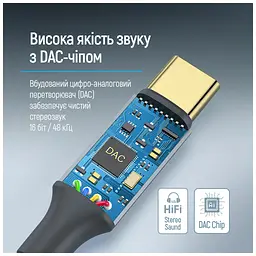 Перехідник USB-C to 3.5mm F 0.14m gray ColorWay (CW-AD-CJ) - мініатюра 8