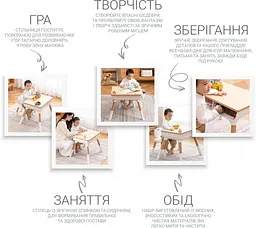 Дитячий стіл та стілець 5 в 1. Регулятор висоти столика та стільця . Скандинавський стиль. Багатофункціональний стол для гри і розвитку. (Green) - мініатюра 6