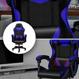 Крісло геймерське Yato Player з підставкою для ніг та масажем Blue/Black (100002) - мініатюра 8