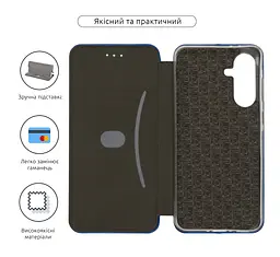 Чехол-книжка для Samsung Galaxy A56 5G, G-Case, синий, кожаный чехол-книжка из экокожи (PU) и TPU, с магнитом, с подставкой и вместительным кардхолдером, противоударный, защита всего корпуса, ArmorStandart (ARM83059) - мініатюра 3