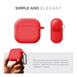 Силіконовий чохол для навушників Apple AirPods 4, Hang Case, червоний, ультратонкий захисний кейс товщиною 2 мм, захист від подряпин, пилу та ударів, компактний, з карабіном для кріплення, ArmorStandart (ARM81293) - мініатюра 2