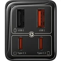 Мережевий зарядний пристрій Baseus Baseus GaN6 Pro Fast Charger 2C+2U 65W EU Cluster Чорний - мініатюра 2