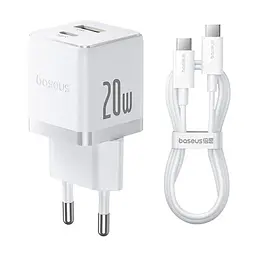 МЗП Palm Fast Charger PD20W+QC3.0 (1USB-A/1C) + кабель Type-C to Type-C (P10111608) Moon Whit Baseus teh0029605