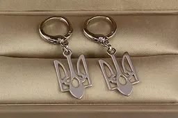 Сережки Xuping Jewelry герб тризуб 3.5 см сріблясті