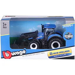 Іграшковий трактор Bburago Farm New Holland T7.315 з фронтальним навантажувачем 1:32 синій (18-31632) - мініатюра 7