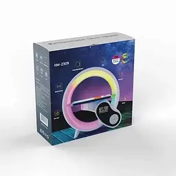 Настільна смарт лампа-нічник з бездротовою зарядкою та Bluetooth-колонкою G-Smart HM-2309 7в1 (Біла) - мініатюра 2