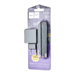Мережевий зарядний пристрій Hoco CS12A Ocean single port QC3.0 charger set (Micro) (EU) Чорний - мініатюра 2