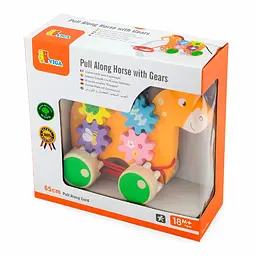 Дерев'яна каталка Viga Toys Конячка з шестернями (50976) - мініатюра 2