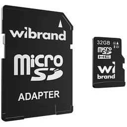Карта пам'яті Wibrand microSDHC, 32Gb, Class10 UHS-I U1, SD адаптер (WICDHU1/32GB-A)