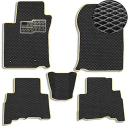 Килимки в салон EVA для Toyota Prado 150 2010-2021 (Металевий підп'ятник) Чорні-Бежевий кант 5 шт