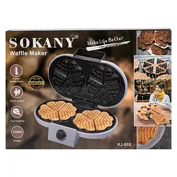 Вафельниця для товстих вафель SOKANY KJ-510 з антипригарним покриттям, білий Sokany KJ-510 - мініатюра 10