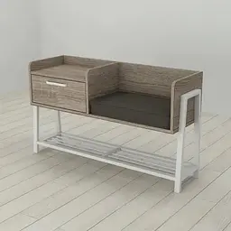 Банкетка з тумбочкою Ferrum-decor Бланка 540x1000x320 метал Білий ДСП Сонома Трюфель 16 мм (FRD-103035)