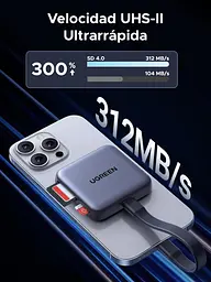 Магнітний USB-C кардрідер Ugreen SD/TF UHS-II 312MB/s PD 100W, алюміній - мініатюра 10