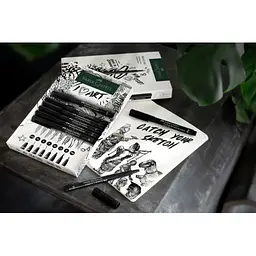 Лайнер Faber-Castell набір ручок капілярних та блокнот Sketch Set колір чорний (XXS, XS, S, F, M, 1,5, B, FM) (32468) - мініатюра 6