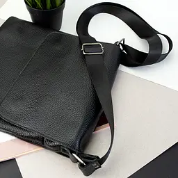Сумка чоловіча шкіряна Handycover S248 чорна з клапаном - мініатюра 5