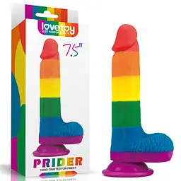 Фалоімітатор LoveToy Prider Dildo 7.5" 19.5 см райдужний - мініатюра 9