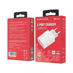 Блок живлення на 3 виходи спідниця Borofone BA40A Speedway 3USB/3A/18W QC3.0