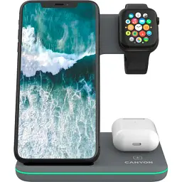 Зарядний пристрій Canyon WS-303, 3in1 Wireless Dark Grey (CNS-WCS303DG) - мініатюра 5