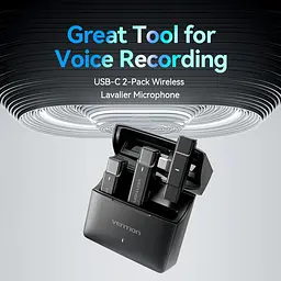 Бездротовий подвійний петличний мікрофон Vention USB-C 2-Pack Wireless Lavalier with Charging Case - мініатюра 7