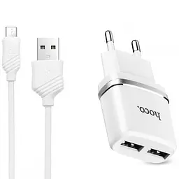 МЗП Hoco C12 Charger + Cable (Micro) 2.4A 2USB Білий