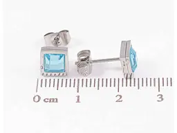 Сережки Xuping TTM Stainless Steel Родій пусети "Квадратні блакитні кристали" 7х7мм 283954 - мініатюра 2