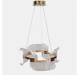Підвісна світлодіодна люстра Artlight 512162/400GD золота з фігурним прозорим акриловим розсіювачем та трьома режимами світла - мініатюра 3