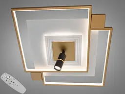 Сучасна LED люстра Diasha 5533WH+G dimmer біло-золота 70W з поворотним механізмом