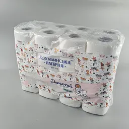Туалетний папір, Дитячий, 3-шарові, білий, 96x115 мм, 1 в упаковці