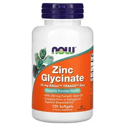 Вітаміни та мінерали NOW Zinc Glycinate 30 mg, 120 капсул