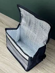 Термосумка для їжі та напоїв R28796 ізольована сумка-холодильник з кишенею на блискавці Чорний з сірим 28×16×20 см - мініатюра 2