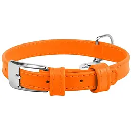 Нашийник для собак Waudog Glamour, шкіряний, з QR паспортом, 27-36х1,5 см, помаранчевий