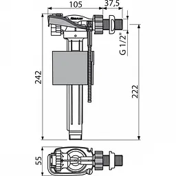 Впускний механізм Alcaplast пластик 1/2" A150-1/2" - мініатюра 2