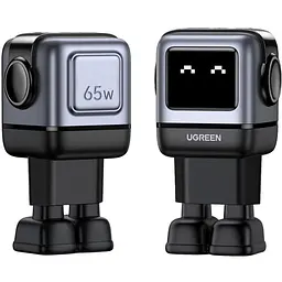 Зарядний пристрій 3xUSB 65W (2xUSB-C+USB-A) Gan Robot tech Fast Charger Сірий CD361 Ugreen - мініатюра 3
