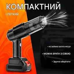 Ручний пилосос акумуляторний 48 В, повітродувка, насос для матраців Чорний - мініатюра 3