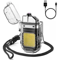 Електроімпульсна USB запальничка ARC Lighter з ліхтариком, чорна, водозахищена