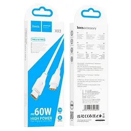Кабель HOCO X93 Type-C to Type-C Force fast charging data cable 1 метр 60 вт белый - миниатюра 8