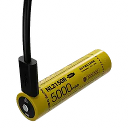 Акумулятор 21700 Li-Ion Nitecore NL2150R 5000mAh із зарядкою через USB-C (Жовтий) - мініатюра 2