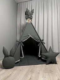 Дитячий вігвам Графітова Зірочка зі стьобаним килимком Повний комплект 0219