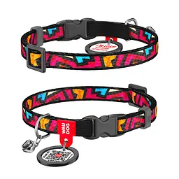 Нашийник для котів нейлоновий Waudog Nylon з QR-паспортом "Графіті" пластиковий фастекс Ш 10 мм Д 20-30 см