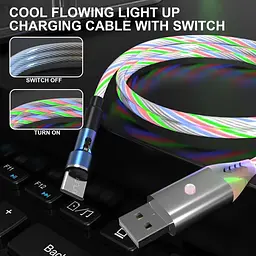 Магнітний зарядний кабель Light Up, сумісний з Samsung Galaxy S23 S22 S21 S20 S10E S9 S8 Plus Note 20 540° - мініатюра 5